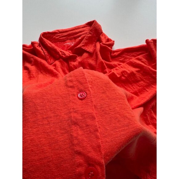 MAJESTIC FILATURES Orange Red Linen Button Down Shirt Top, Size 3/M - Picture 11 of 16